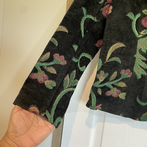 Erin London Tapestry blazer jacket womens PS brocade vntg artsy shoulder pads - Picture 3 of 13